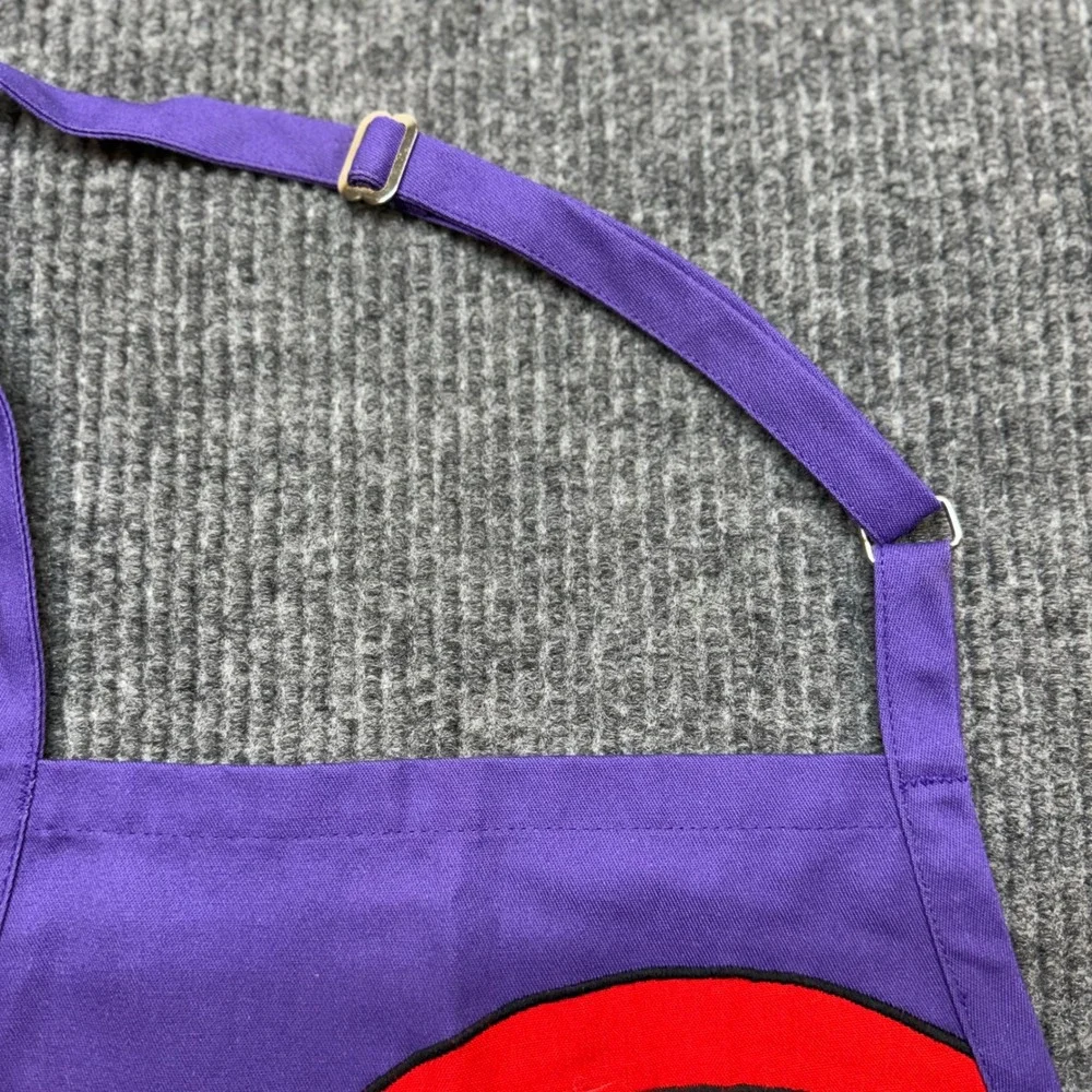 D.V. Resort Purple Graphic Apron Adjustable Neck Two Pockets Cotton Blend 1/96